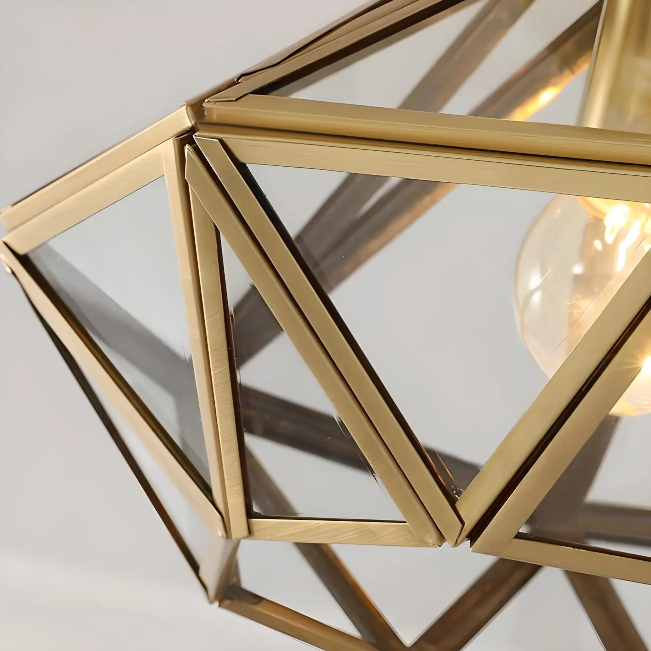 Geometric Gold Semi Flush Ceiling Light for Hallway Lighting Image - 5 | homeyfad