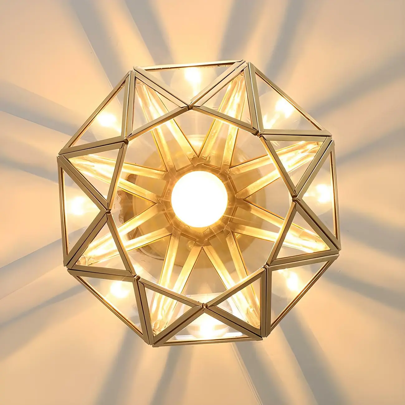 Geometric Gold Semi Flush Ceiling Light for Hallway Lighting Image - 8 | homeyfad