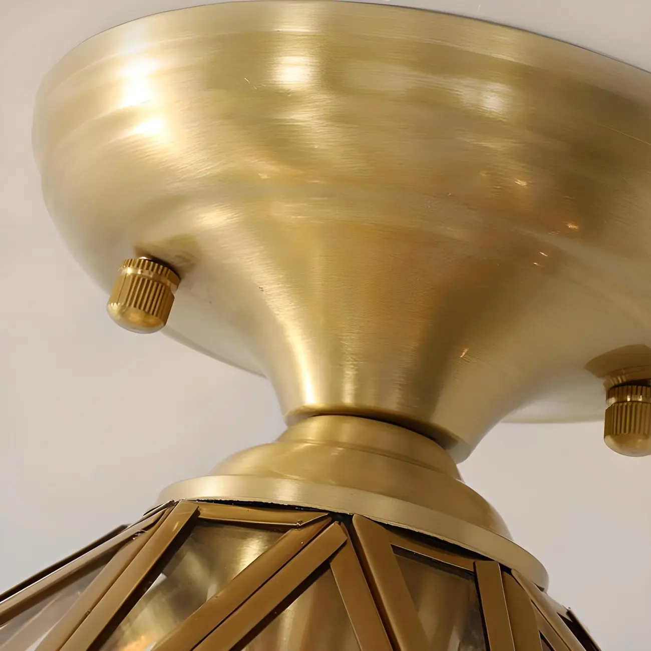 Geometric Gold Semi Flush Ceiling Light for Hallway Lighting Image - 9 | homeyfad