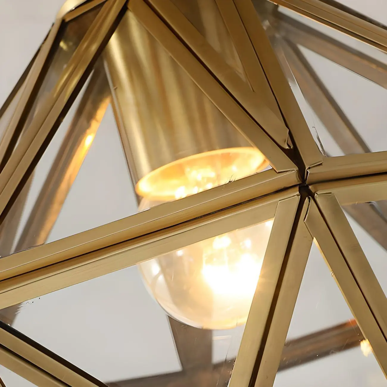 Geometric Gold Semi Flush Ceiling Light for Hallway Lighting Image - 10 | homeyfad