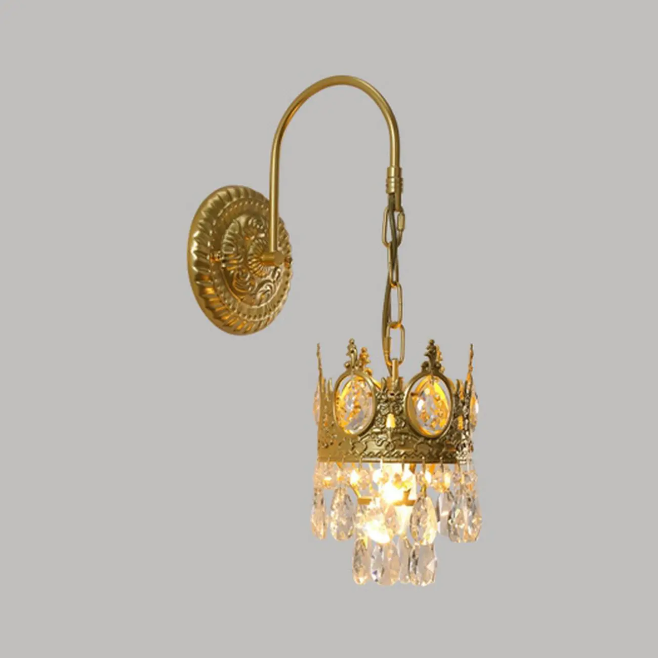 Vintage Gold Wall Light with Crystal Shade for Living Room Image - 10 | homeyfad