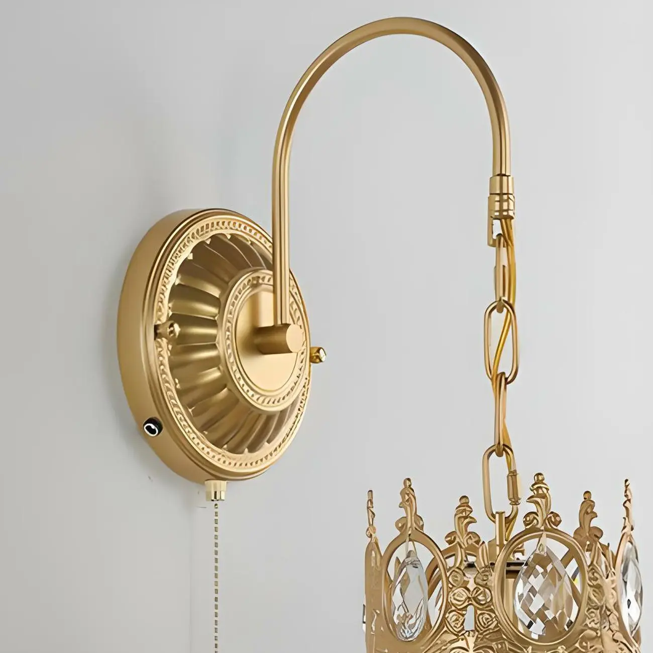 Vintage Gold Wall Light with Crystal Shade for Living Room Image - 15 | homeyfad