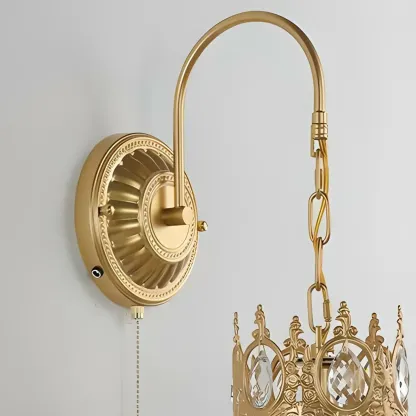 Vintage Gold Wall Light with Crystal Shade for Living Room Image - 15