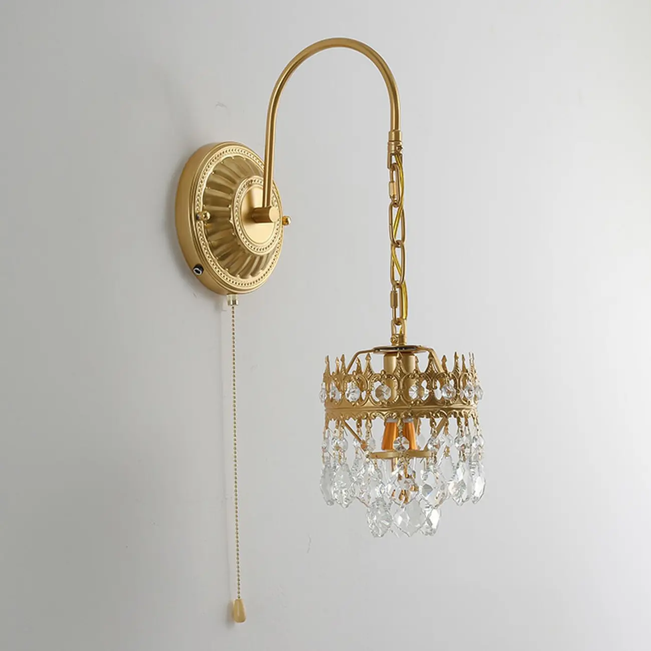 Vintage Gold Wall Light with Crystal Shade for Living Room Image - 16 | homeyfad