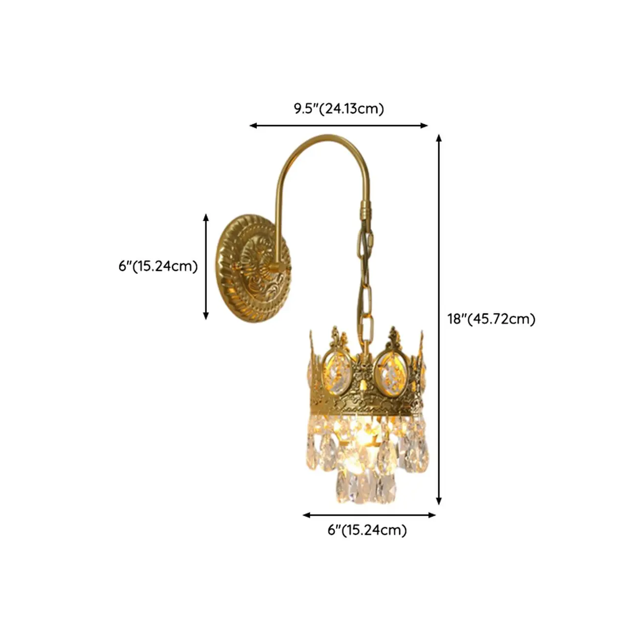 Vintage Gold Wall Light with Crystal Shade for Living Room Image - 19 | homeyfad