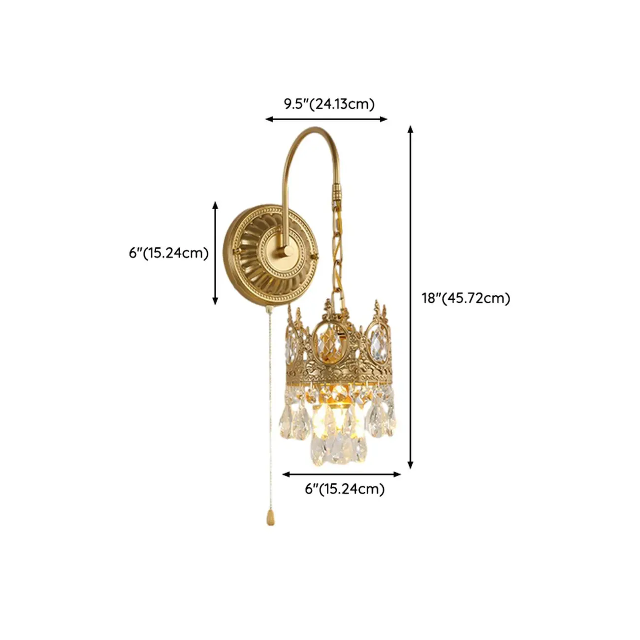 Vintage Gold Wall Light with Crystal Shade for Living Room Image - 21 | homeyfad