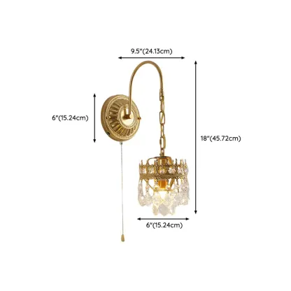 Vintage Gold Wall Light with Crystal Shade for Living Room Image - 22