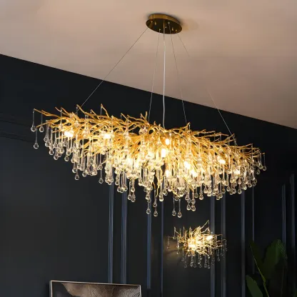 Luxury Crystal Gold Chandelier for Kitchen Island Image - 5