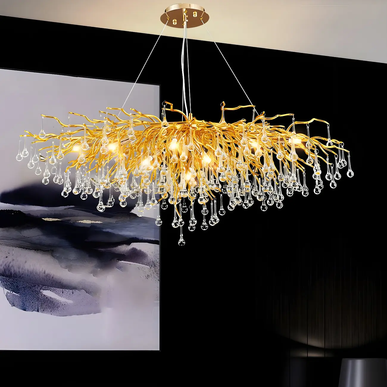 Luxury Crystal Gold Chandelier for Kitchen Island Image - 2 | homeyfad