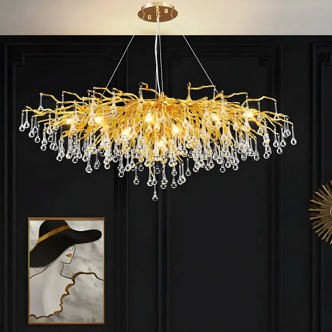 Luxury Crystal Gold Chandelier for Kitchen Island Image - 6