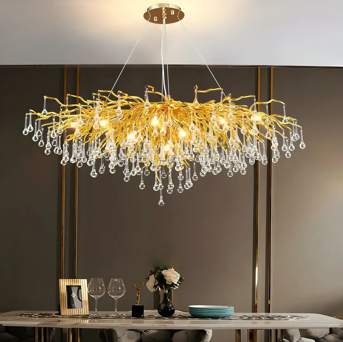 Luxury Crystal Gold Chandelier for Kitchen Island Image - 11
