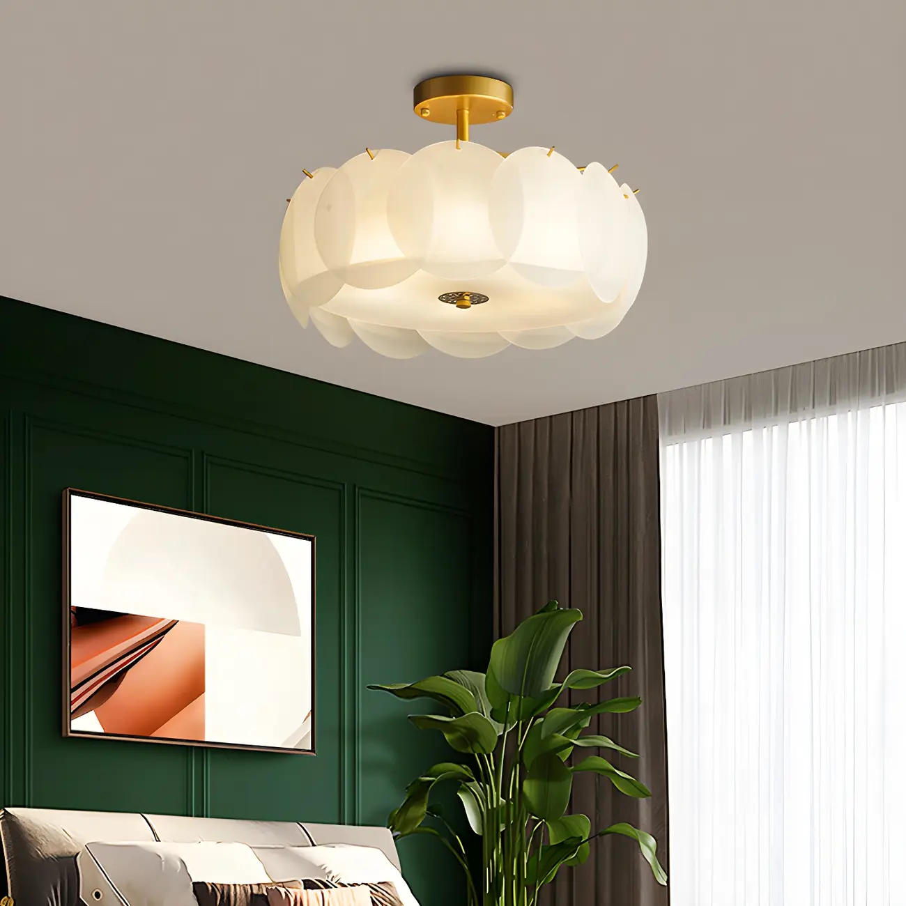 4/5 Lights Modern LED Semi Flush Ceiling Light for Bedroom Image - 3 | homeyfad