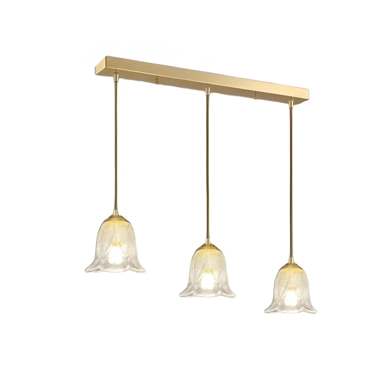 3-Light Elegant Gold Glass Flower Pendant Light for Kitchen Island Image - 2 | homeyfad