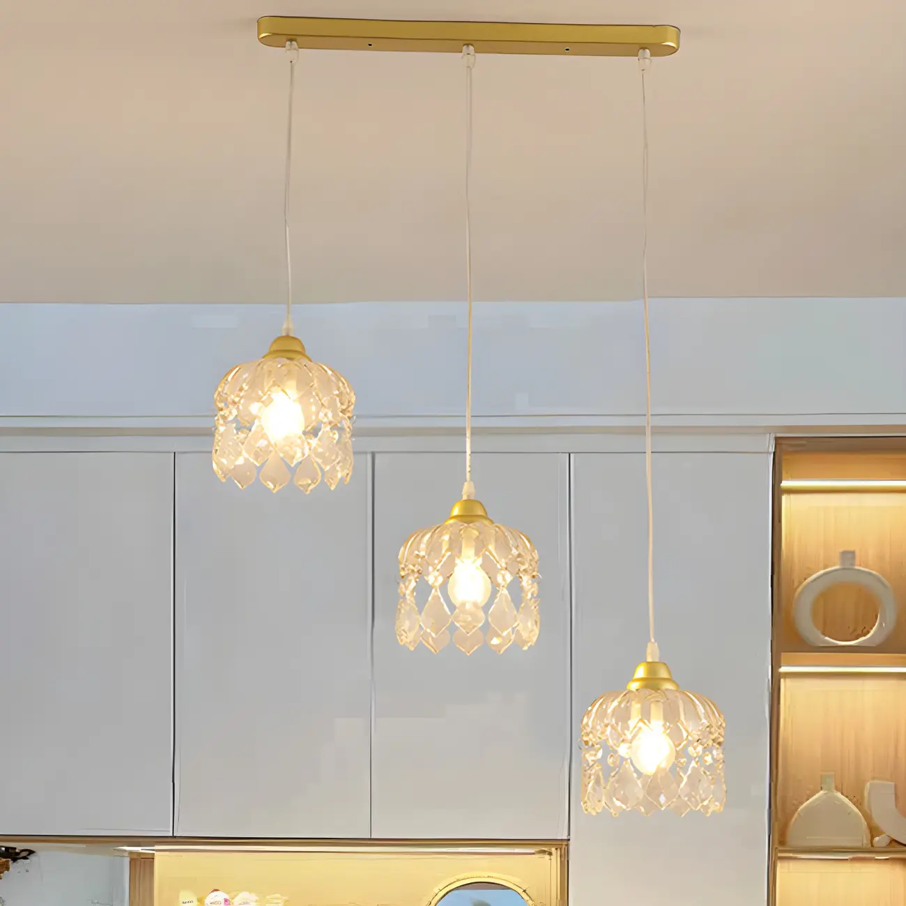 Modern Gold Glass Pendant for Kitchen Island Image - 1 | homeyfad