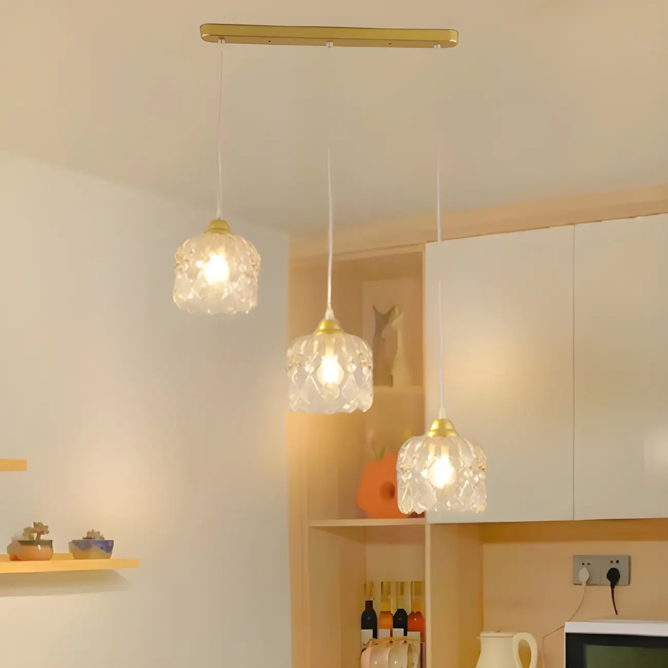 Modern Gold Glass Pendant for Kitchen Island Image - 3 | homeyfad