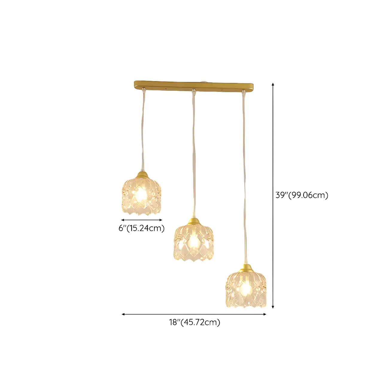 Modern Gold Glass Pendant for Kitchen Island #size