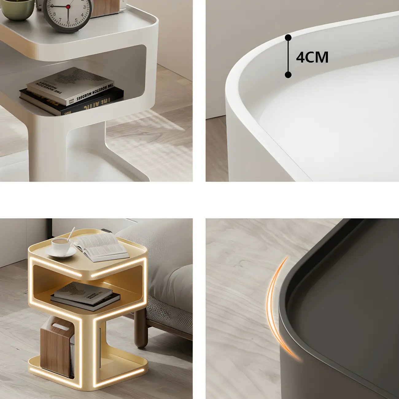 Modern Square Metal Side Table with Storage Shelves Image - 12 | homeyfad