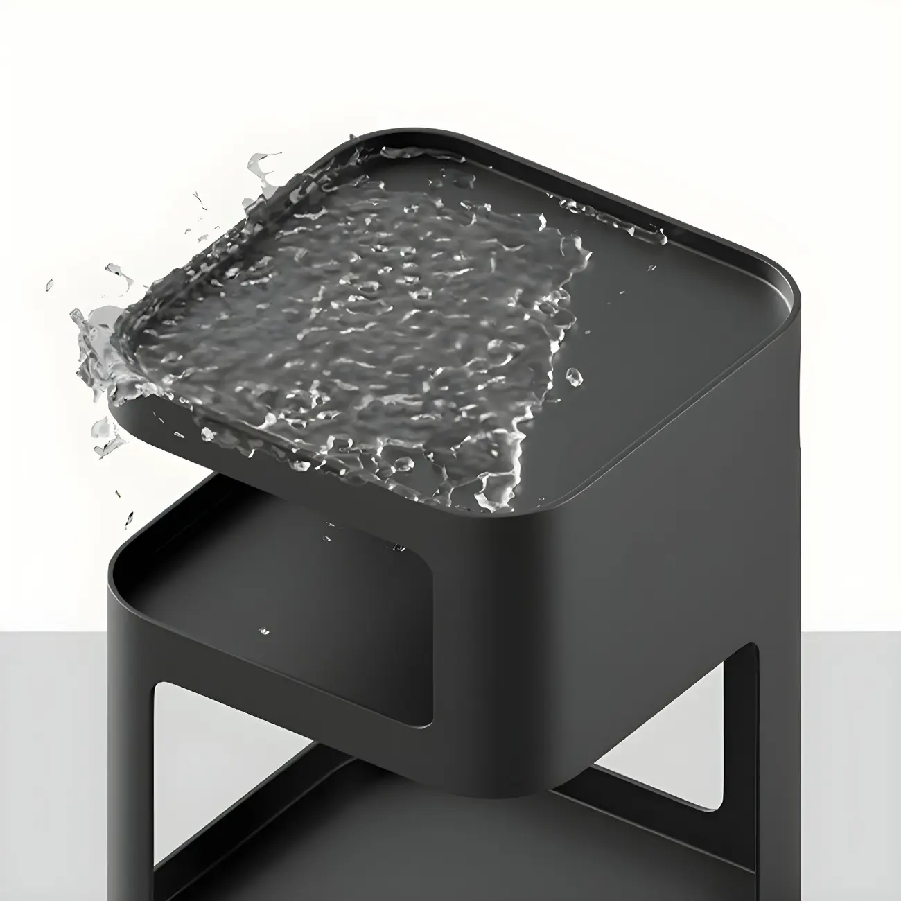 Modern Square Metal Side Table with Storage Shelves Image - 14 | homeyfad