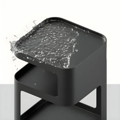 Modern Square Metal Side Table with Storage Shelves Image - 14
