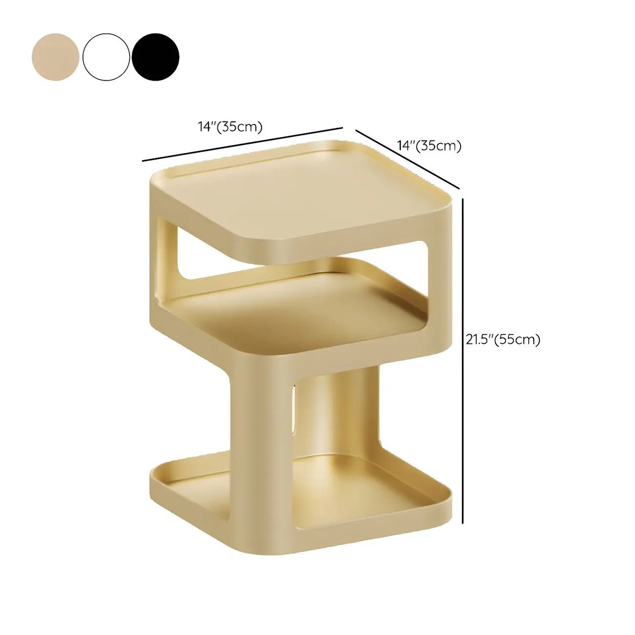Modern Square Metal Side Table with Storage Shelves #size | homeyfad