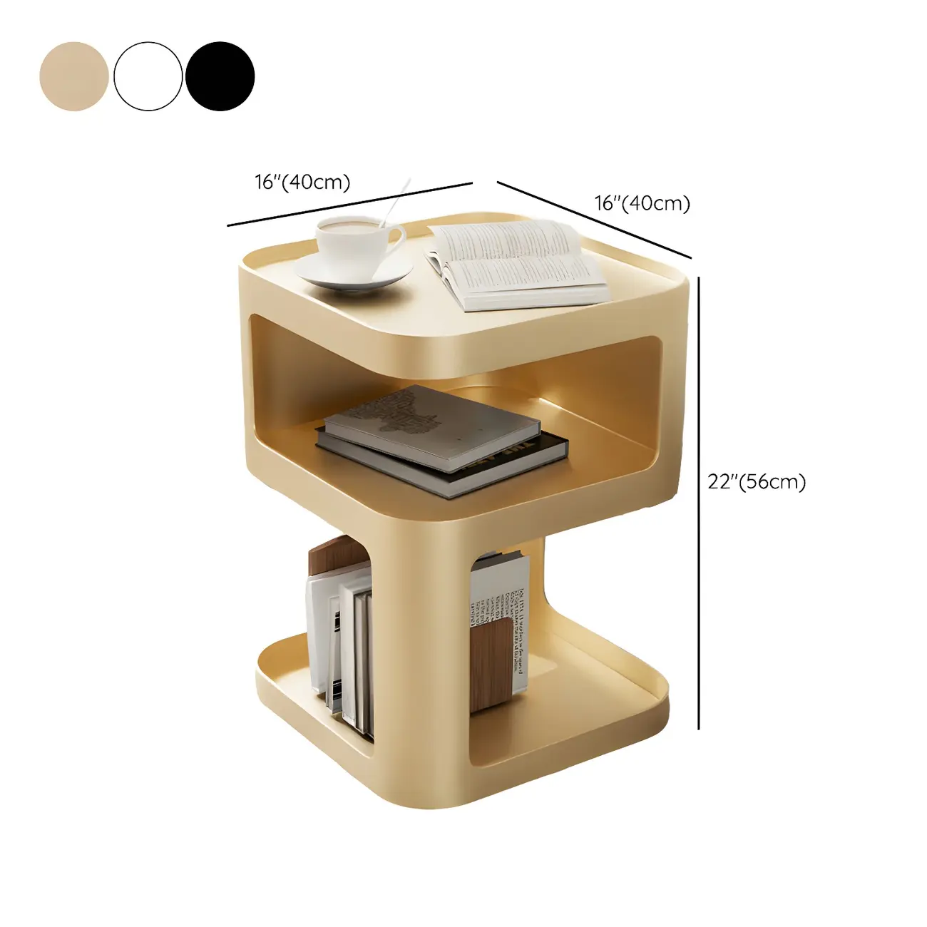 Modern Square Metal Side Table with Storage Shelves Image - 19 | homeyfad