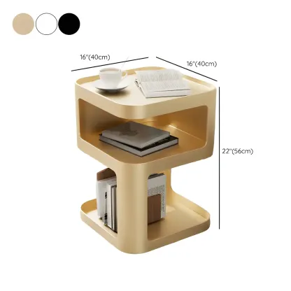 Modern Square Metal Side Table with Storage Shelves Image - 19