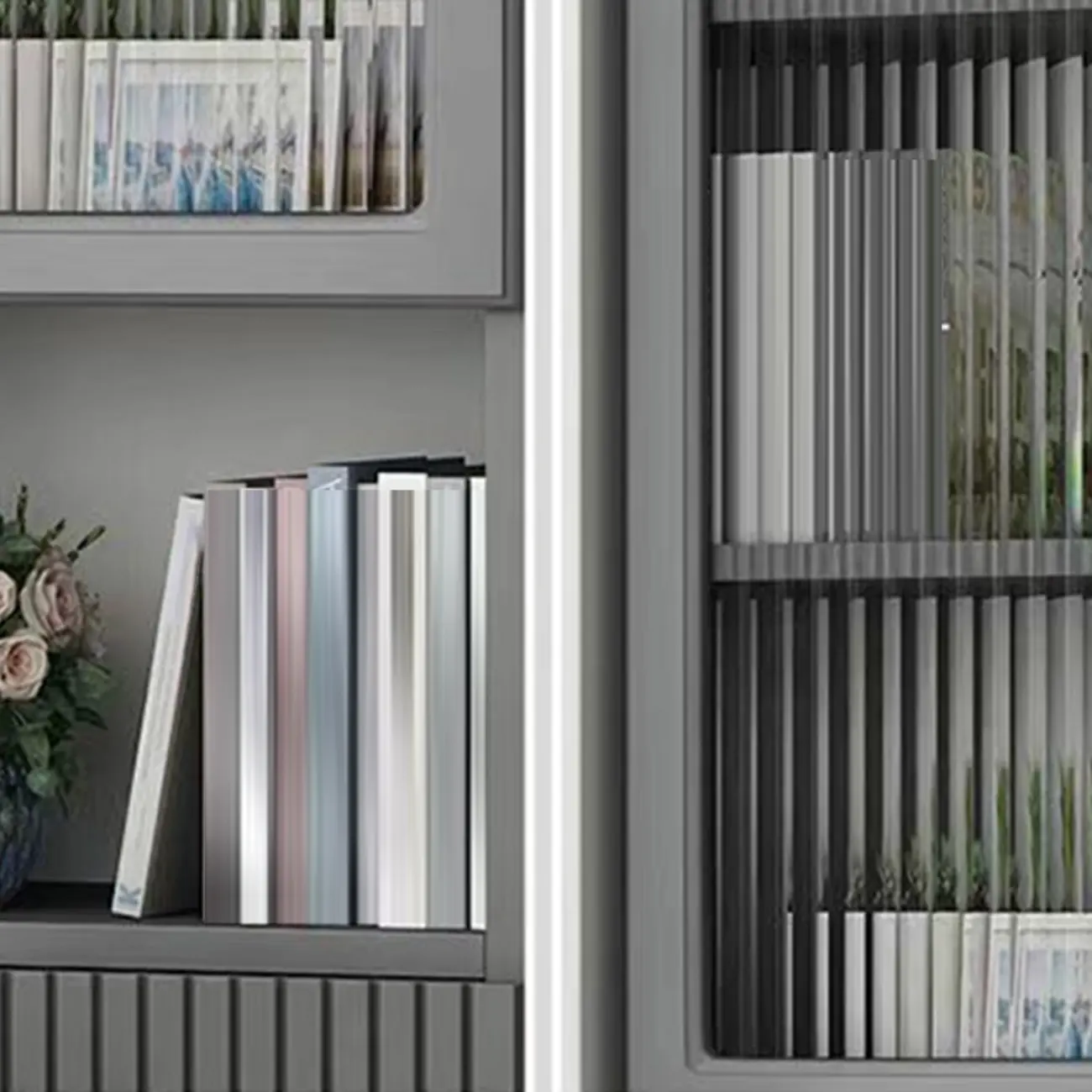 Modern White Glass Wood Storage Cabinet with Gold Metal Base Image - 11 | homeyfad