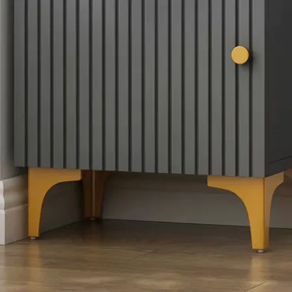 Modern White Glass Wood Storage Cabinet with Gold Metal Base Image - 19