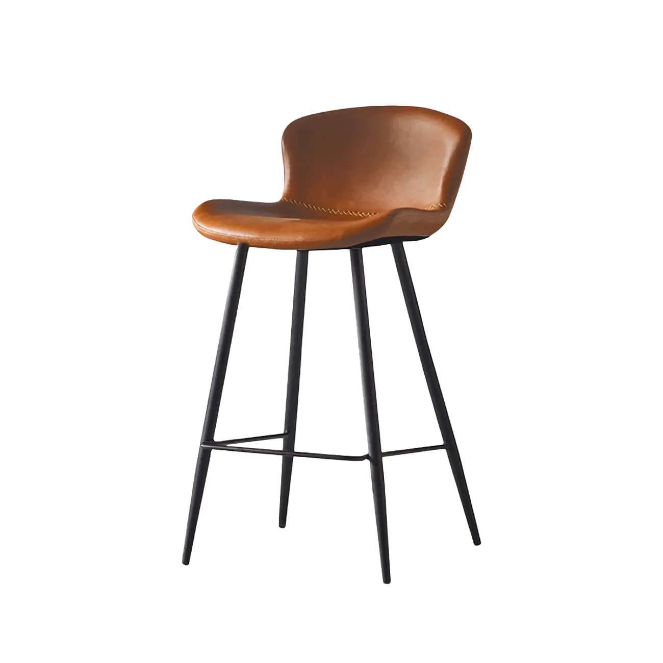 Brown Leather Saddle Seat Low Back Bar Stool Image - 17 | homeyfad