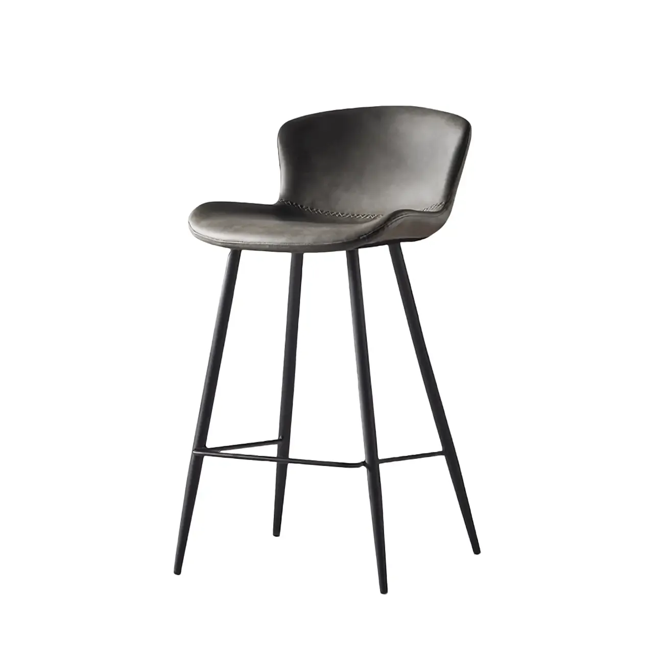 Brown Leather Saddle Seat Low Back Bar Stool Image - 8