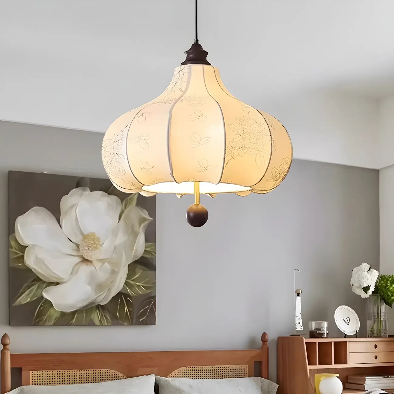 Multi Lights Chandelier Light Fixtures with White Fabric for Bedroom Image - 1 | homeyfad