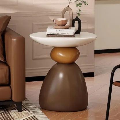 Contemporary Artistic Resin Base Side Table Image - 1