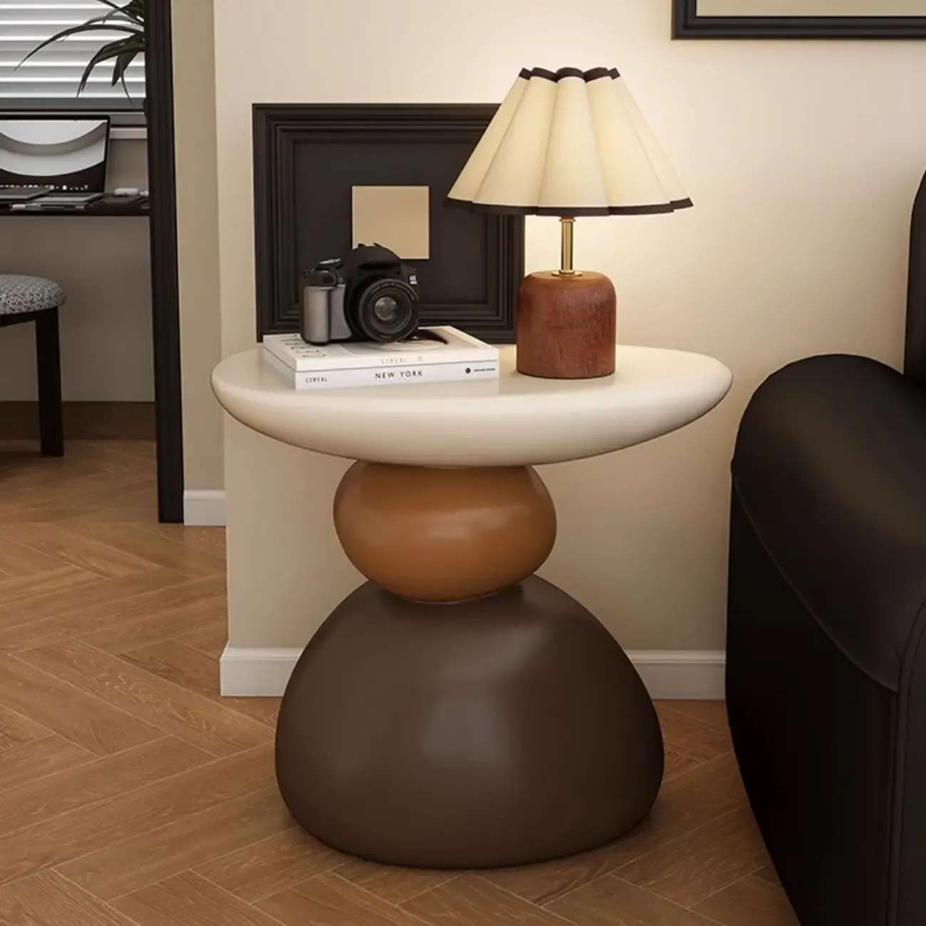 Contemporary Artistic Resin Base Side Table Image - 5