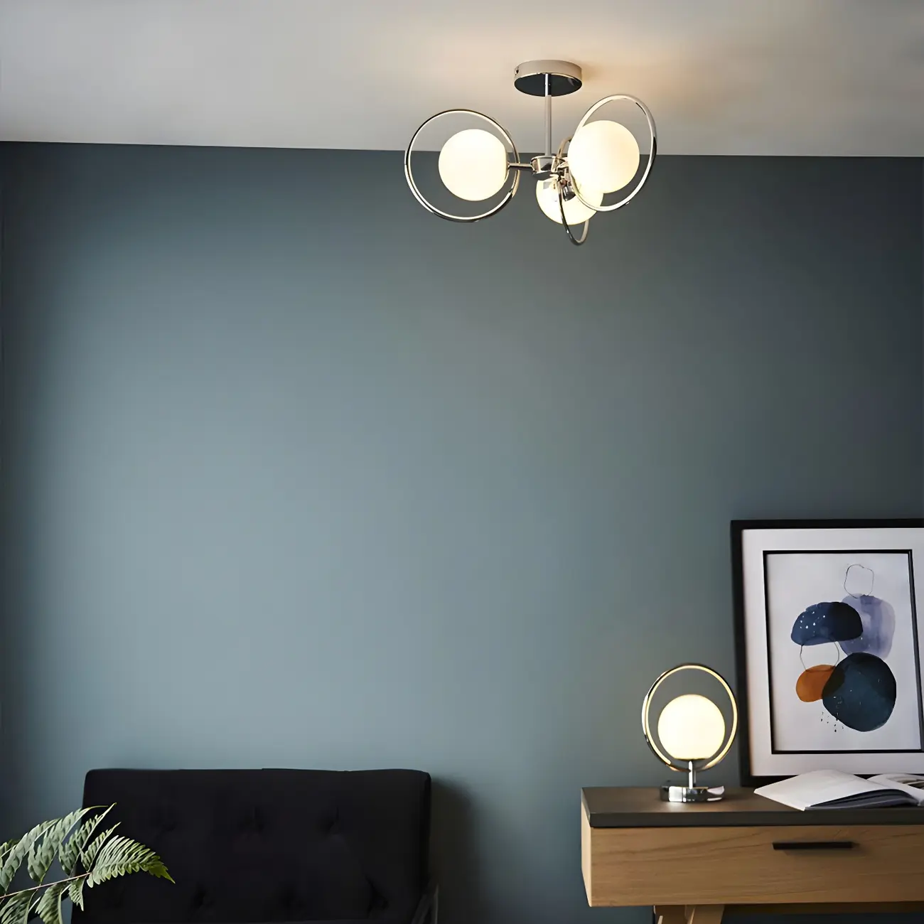 3-Light Silver Orb Glass Ball Modern Semi Flush Mount Light Image - 1 | homeyfad