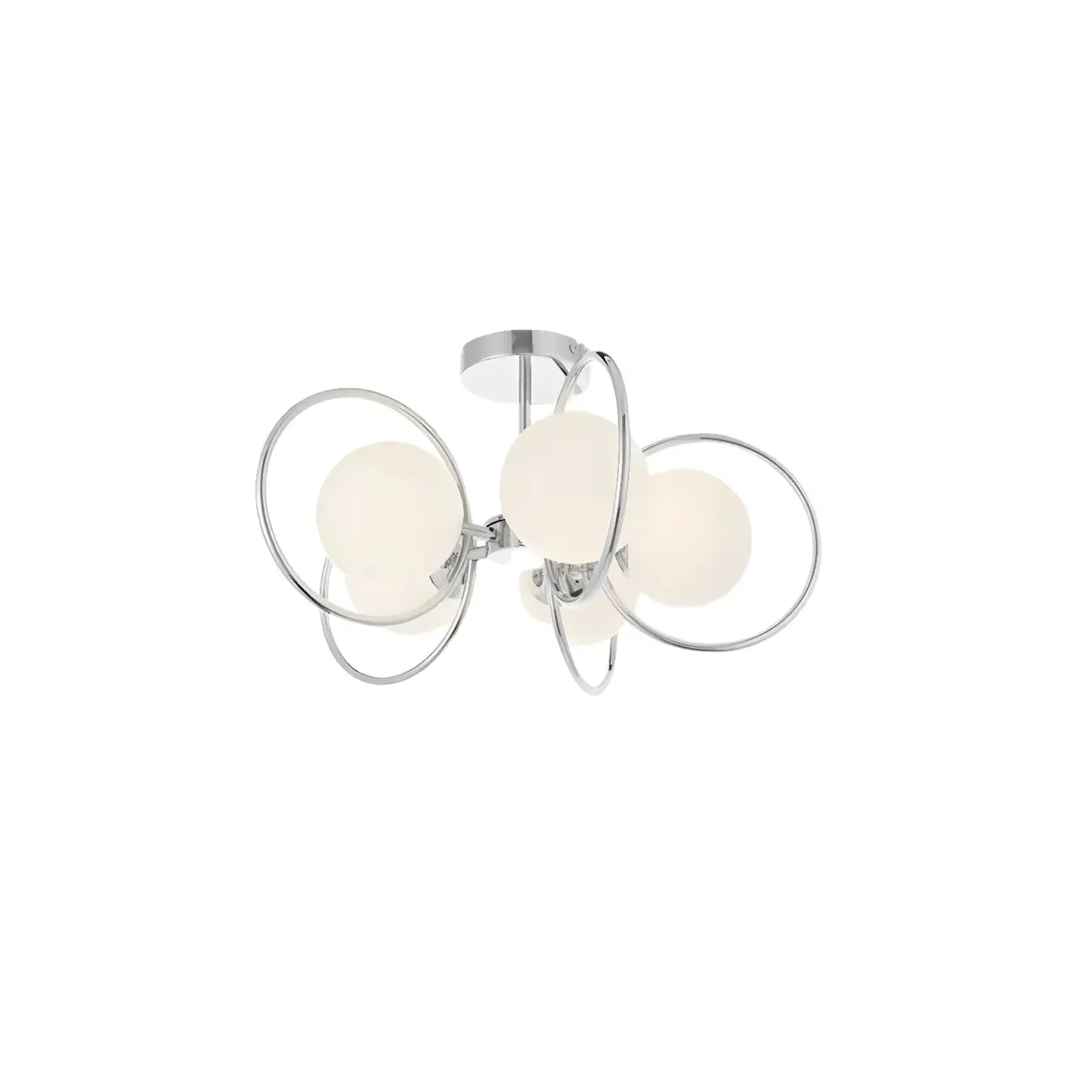 3-Light Silver Orb Glass Ball Modern Semi Flush Mount Light Image - 2