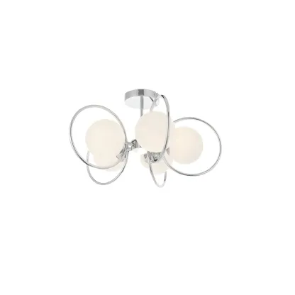 3-Light Silver Orb Glass Ball Modern Semi Flush Mount Light Image - 2