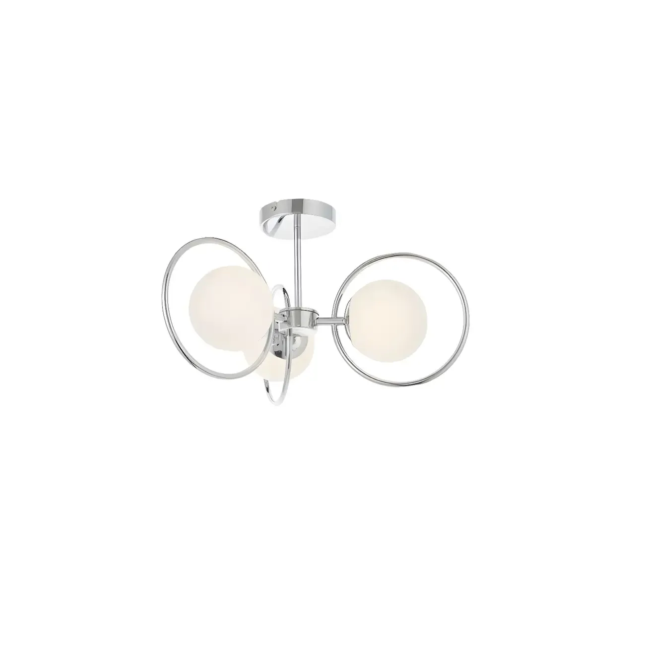 3-Light Silver Orb Glass Ball Modern Semi Flush Mount Light Image - 3