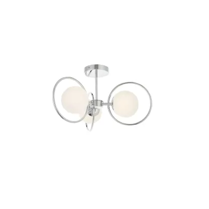 3-Light Silver Orb Glass Ball Modern Semi Flush Mount Light Image - 3