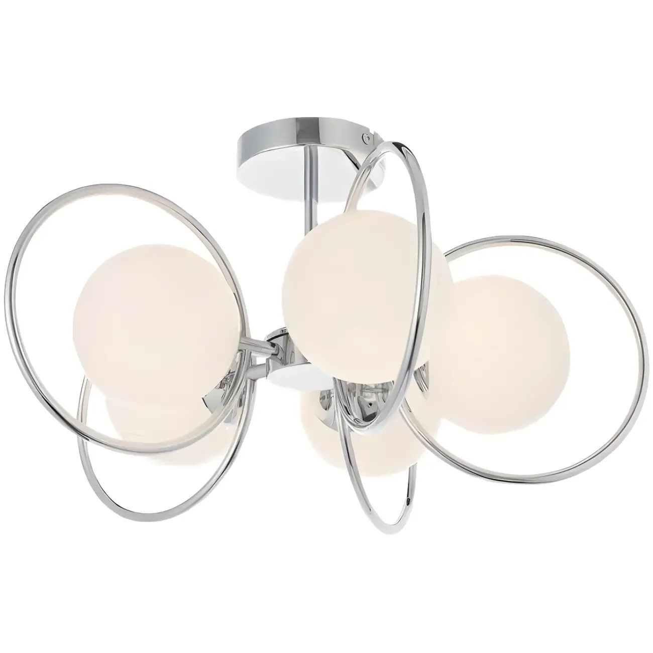 3-Light Silver Orb Glass Ball Modern Semi Flush Mount Light Image - 7