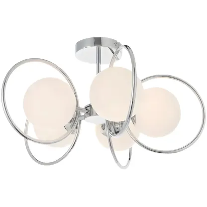 3-Light Silver Orb Glass Ball Modern Semi Flush Mount Light Image - 7