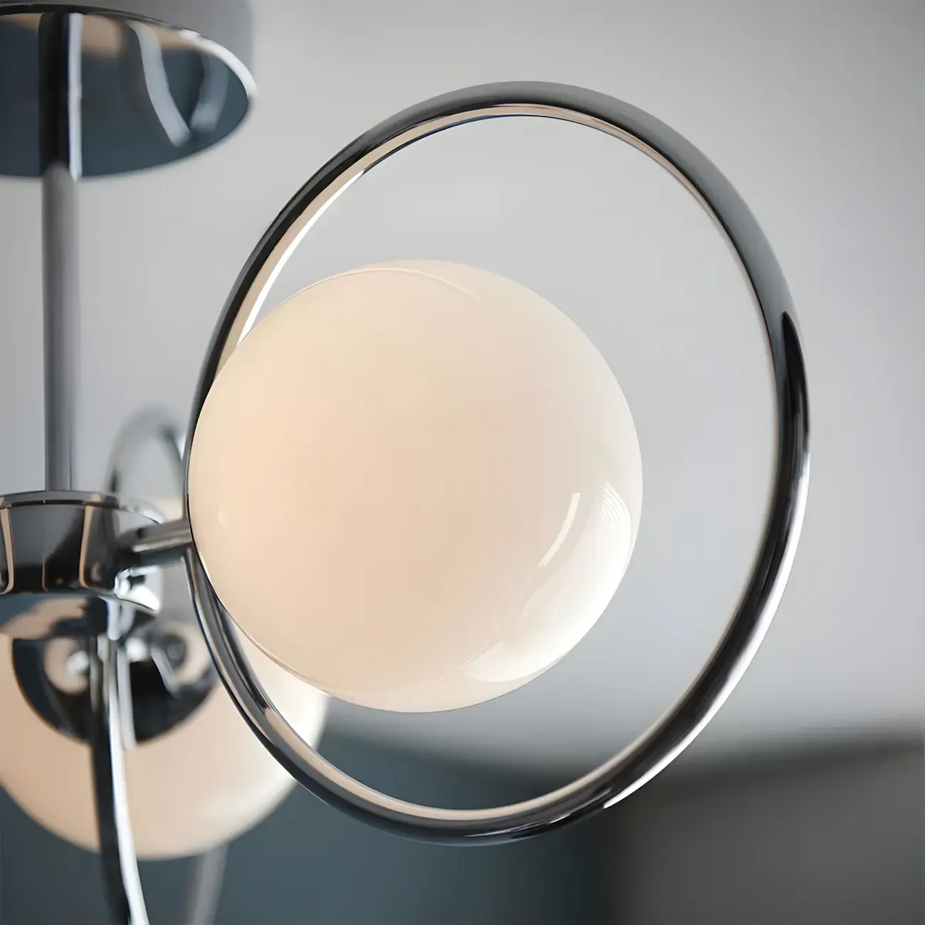 3-Light Silver Orb Glass Ball Modern Semi Flush Mount Light Image - 10