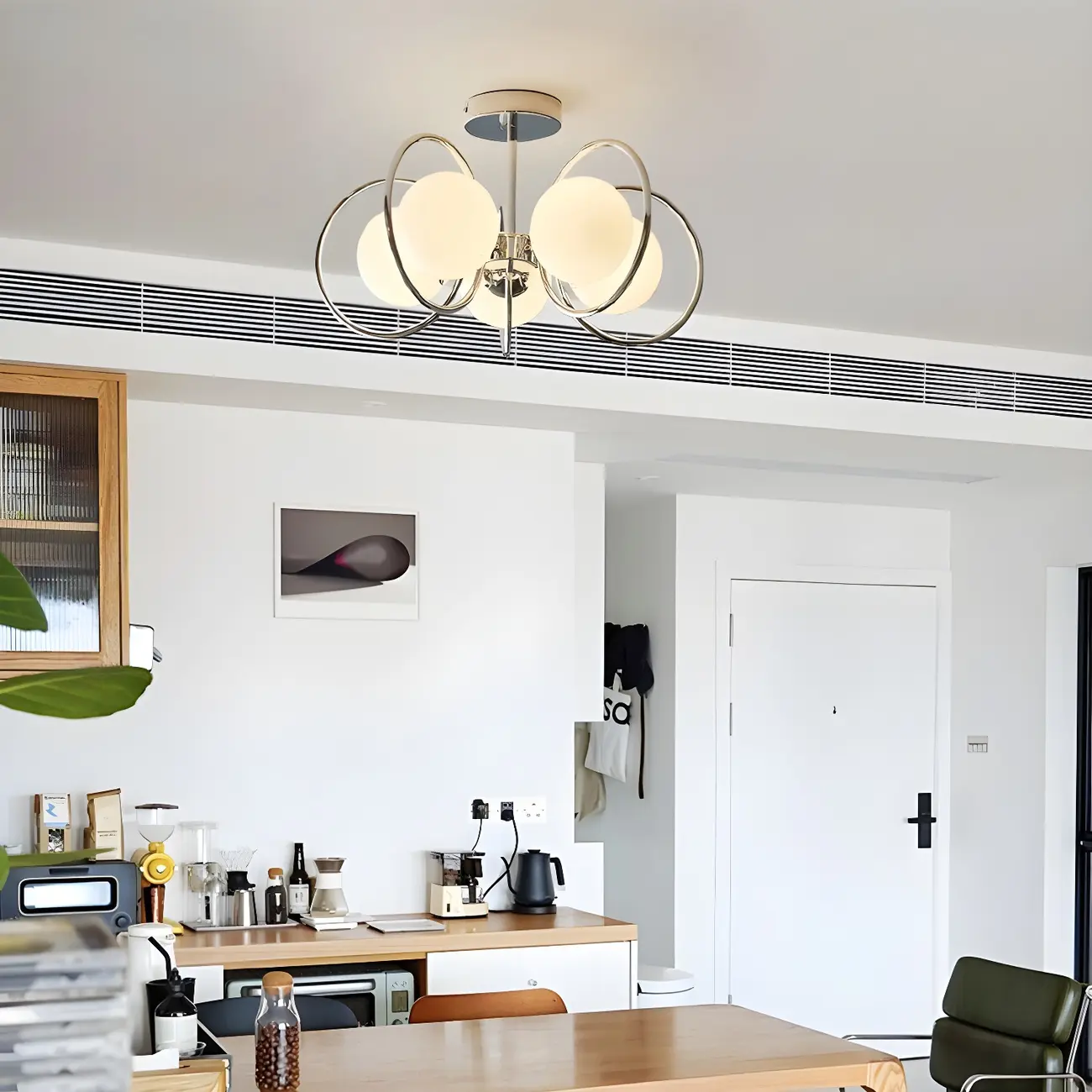 3-Light Silver Orb Glass Ball Modern Semi Flush Mount Light Image - 12 | homeyfad