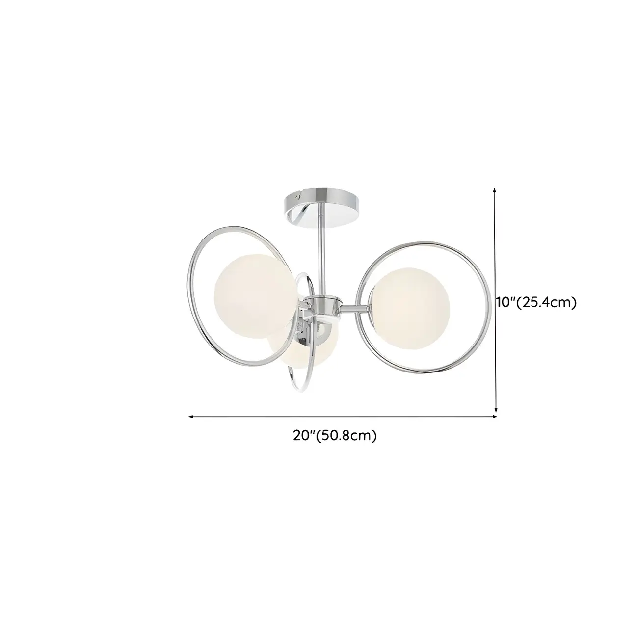 3-Light Silver Orb Glass Ball Modern Semi Flush Mount Light #size | homeyfad