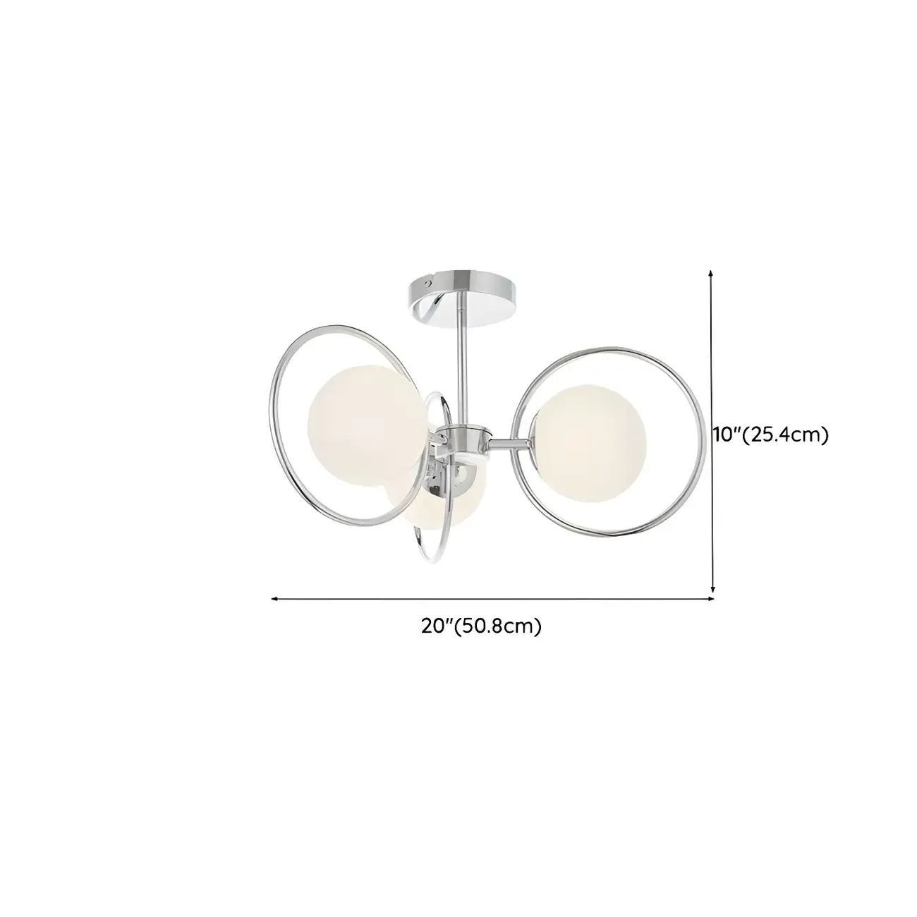 3-Light Silver Orb Glass Ball Modern Semi Flush Mount Light #size