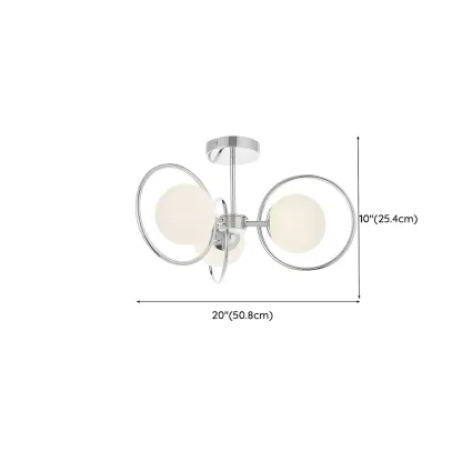 3-Light Silver Orb Glass Ball Modern Semi Flush Mount Light #size