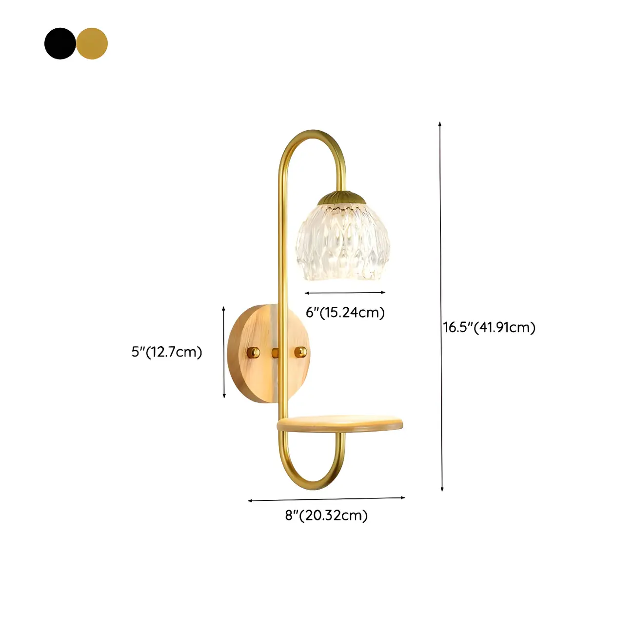 Modern Glass Wall Sconce with Wood Shelf for Bedroom Decor | homeyfad