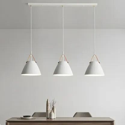 Modern White Metal Pendant Light for Kitchen Area Image - 1