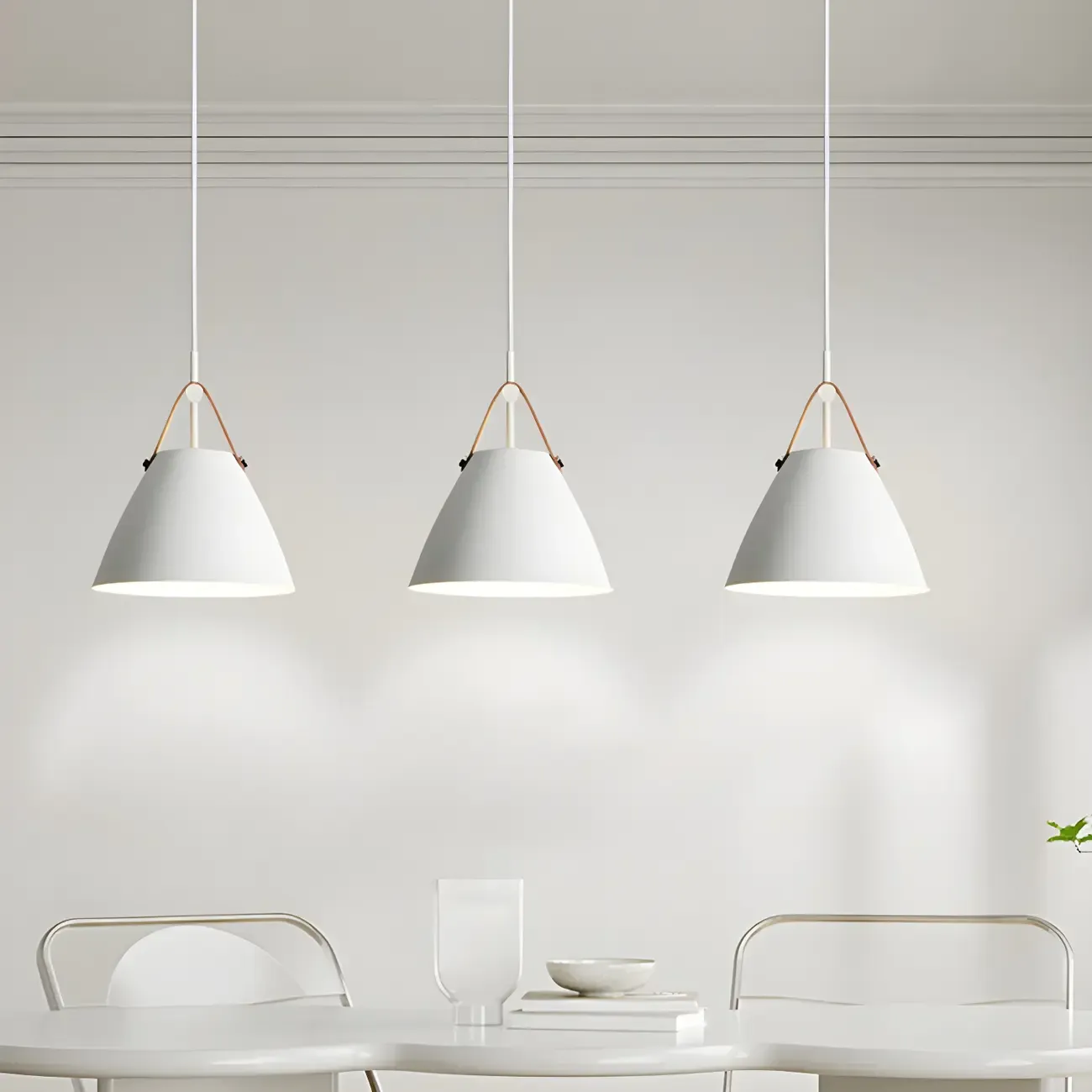 Modern White Metal Pendant Light for Kitchen Area Image - 4