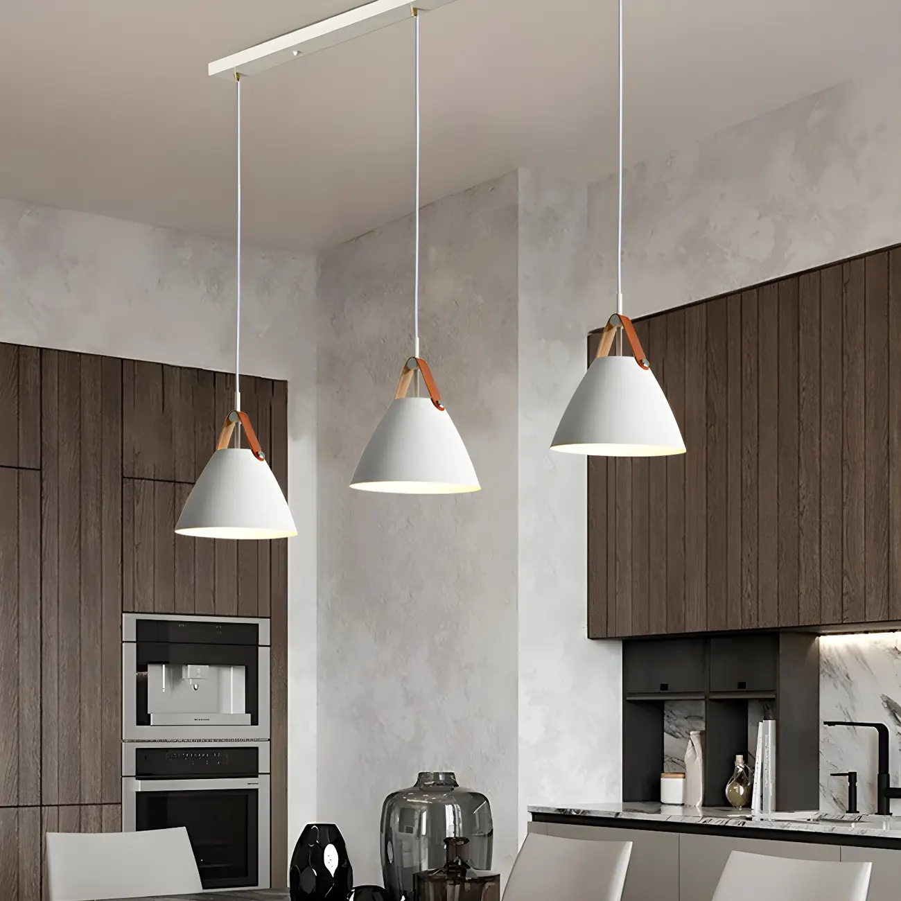 Modern White Metal Pendant Light for Kitchen Area Image - 2 | homeyfad