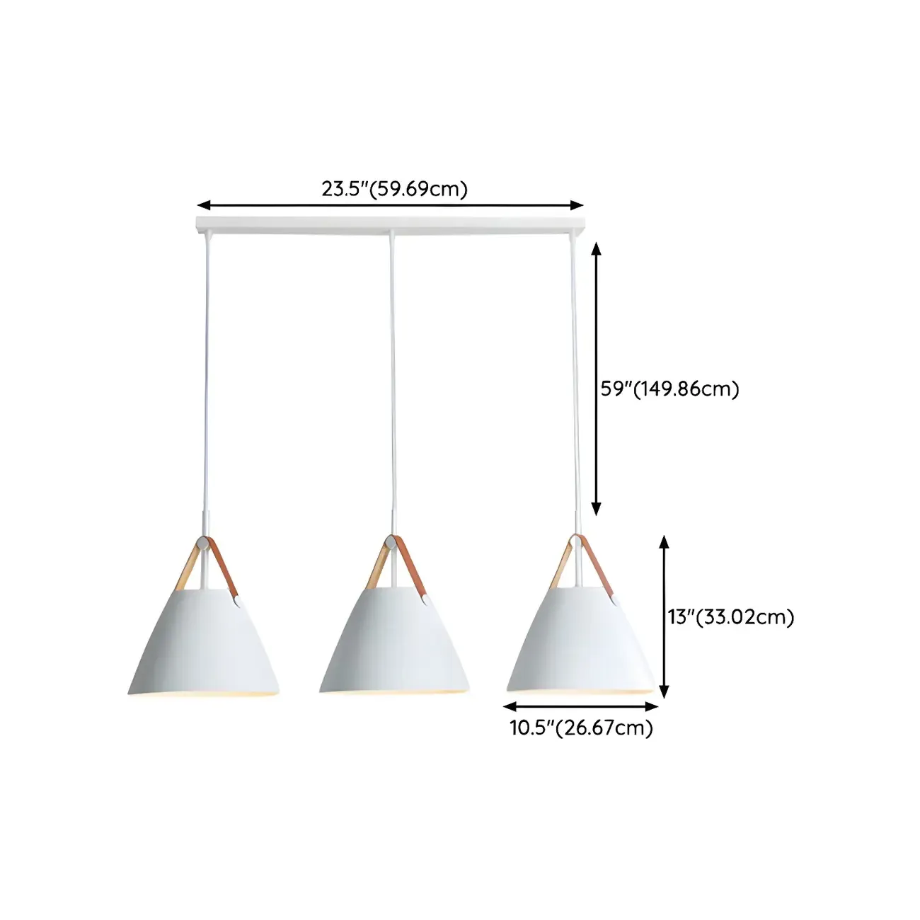 Modern White Metal Pendant Light for Kitchen Area #size